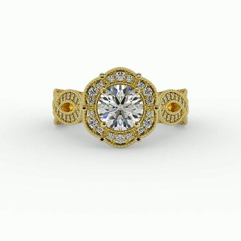 360 degree view of Amiyah Halo Engagement Ring