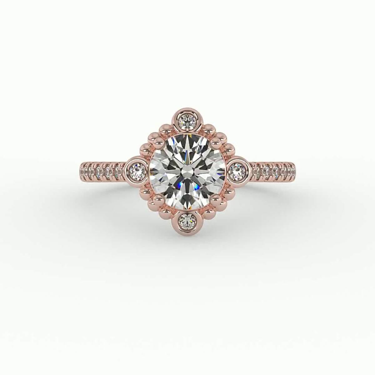 360 degree view of Thea Bubble Halo Engagement Ring