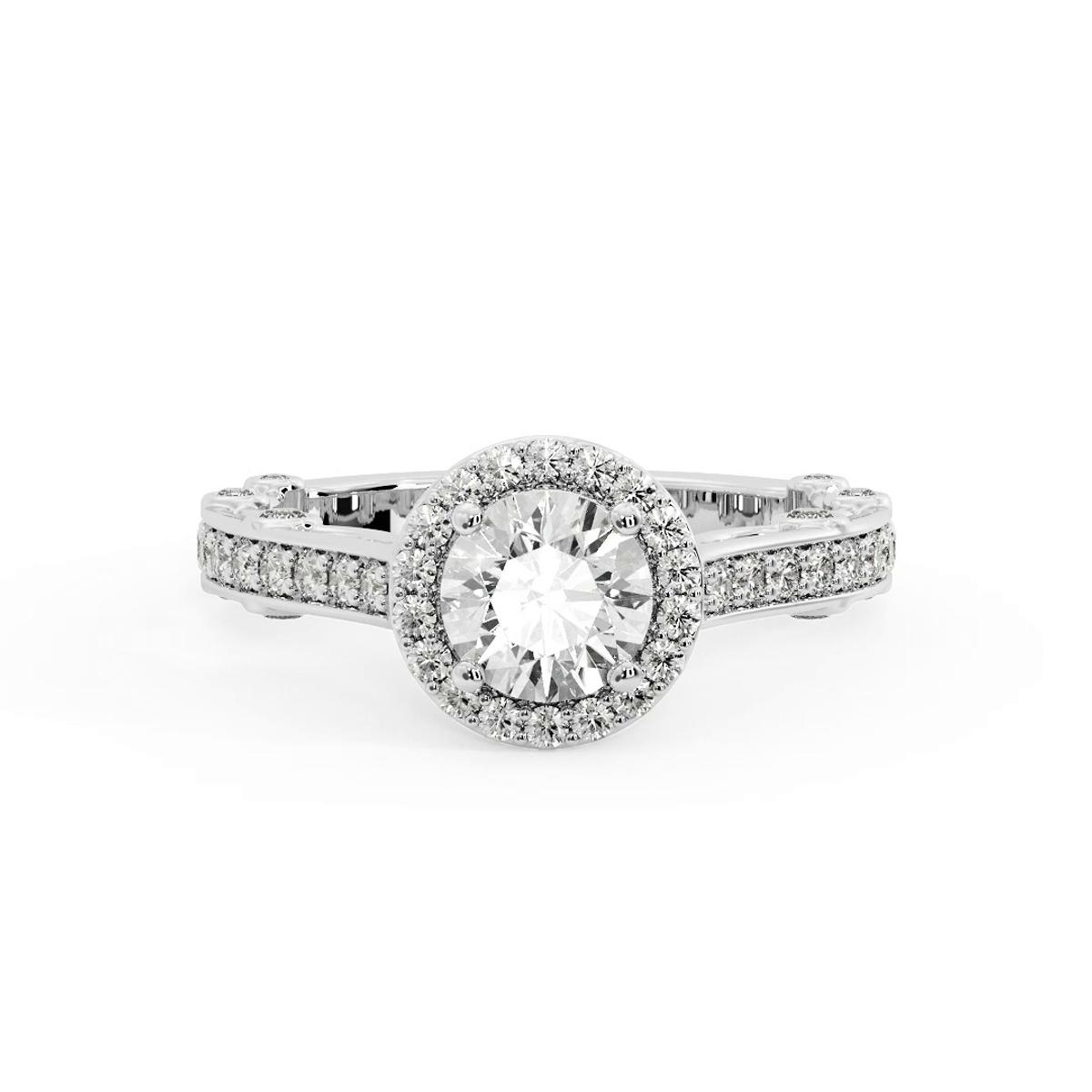 360 degree view of Amina Halo Engagement Ring