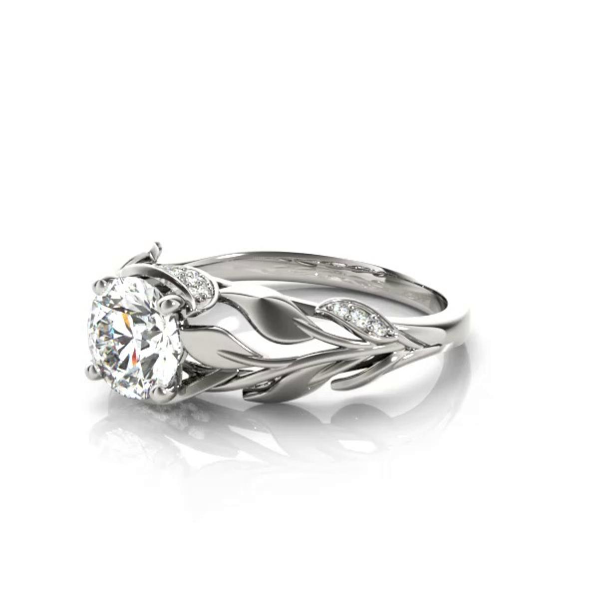 360 degree view of Samara Nature Inspired Engagement Ring With Diamond Accents