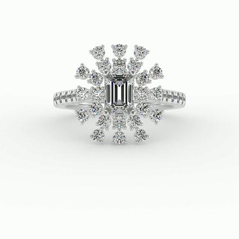 360 degree view of Janet Snowflake Halo Engagement Ring