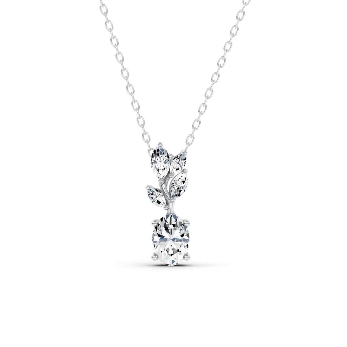 360 degree view of Hayden Curved Vine Oval Lab Diamond Necklace