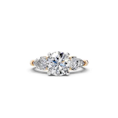 360 degree view of Madison Three-Stone Two-Tone Lab Pear Engagement Ring (1.00 ct. tw.)