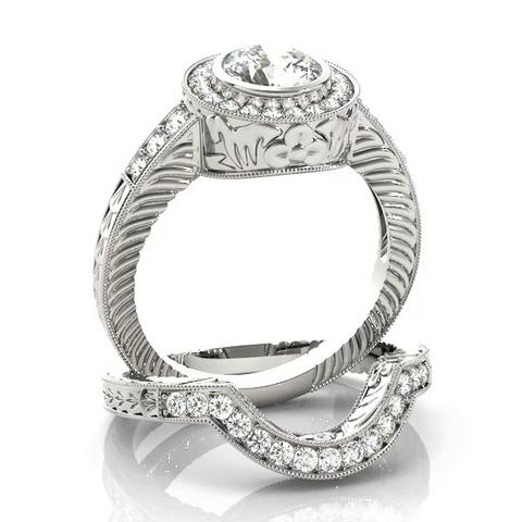360 degree view of Hape Halo Engagement Ring