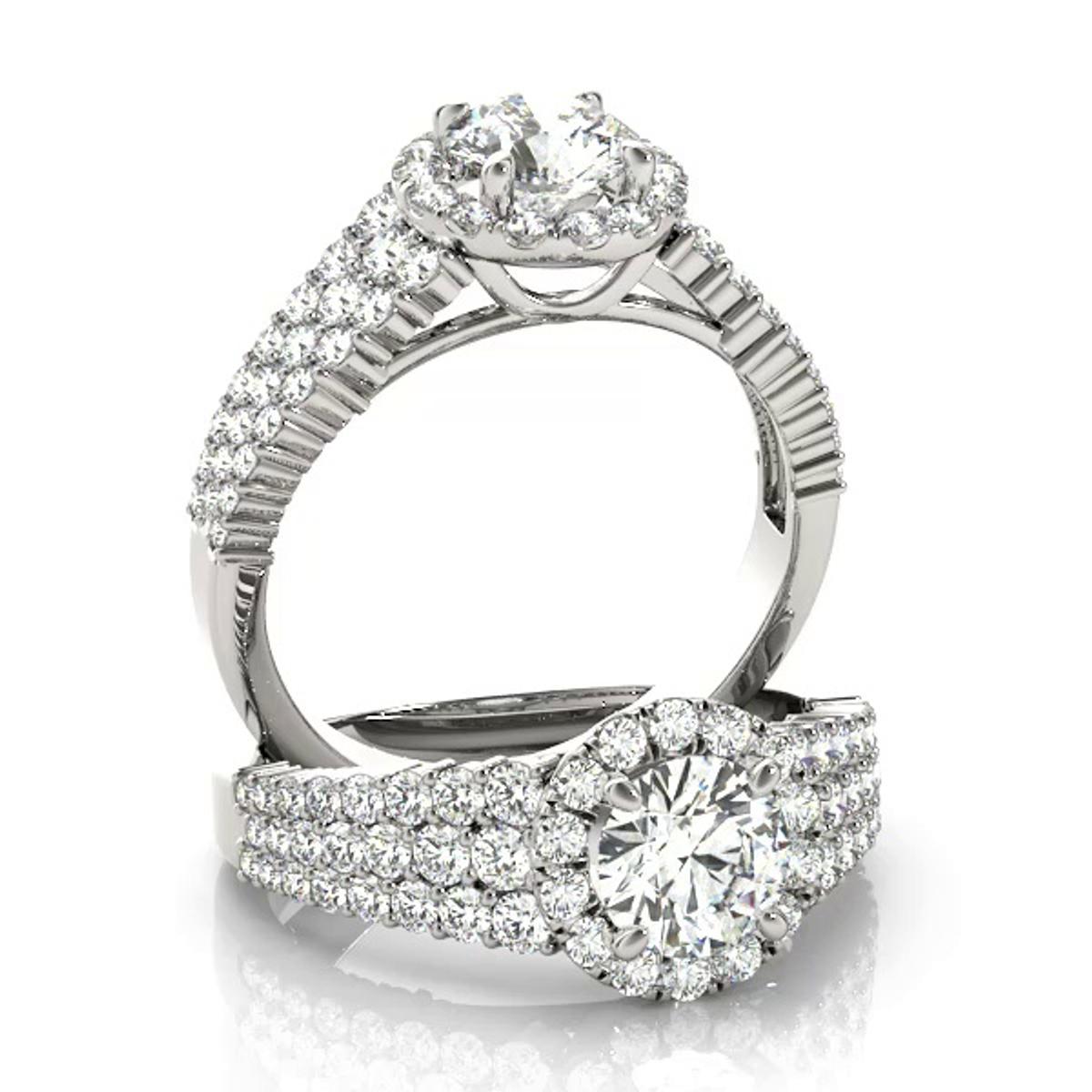 360 degree view of Verona Pavé Diamond Encrusted Halo Engagement Ring