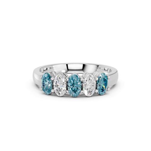 360 degree view of Blue & White Lab Diamond Five-Stone Oval Band (1 ct. tw.)