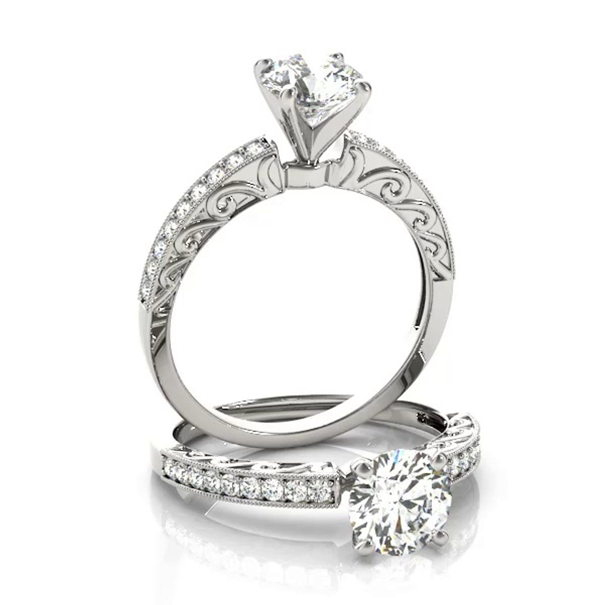 360 degree view of Sariah Vintage Inspired Channel Diamond Engagement Ring