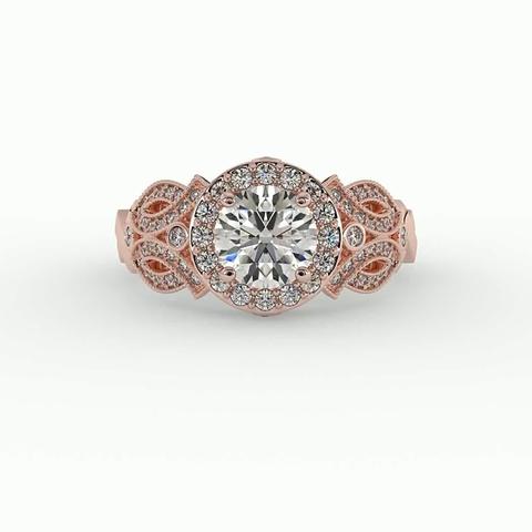 360 degree view of Giselle Halo Engagement Ring