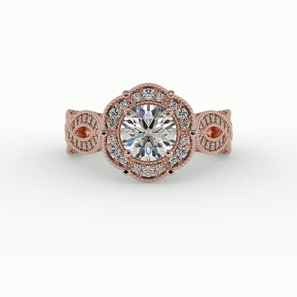 360 degree view of Amiyah Halo Engagement Ring