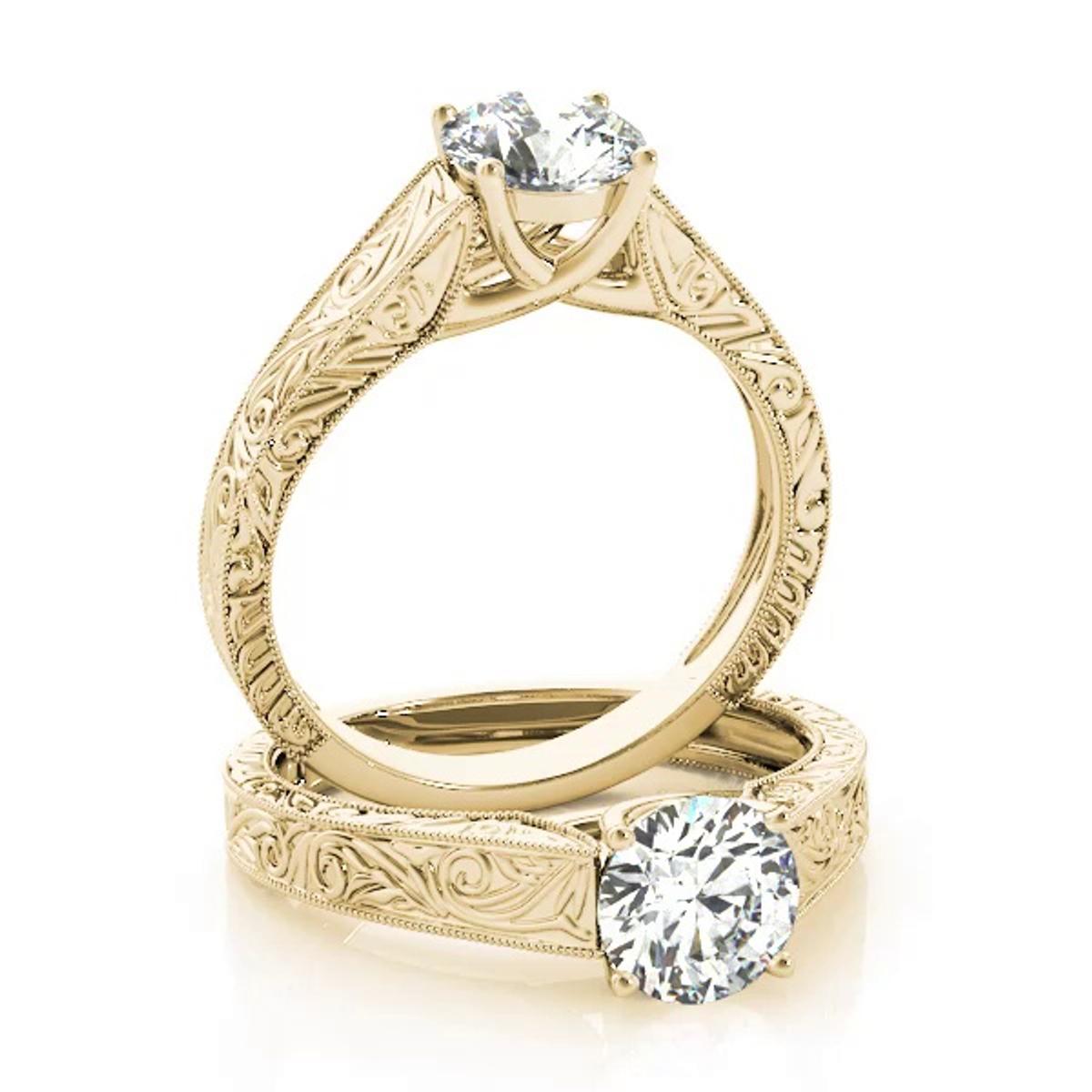 360 degree view of Adelaide Engraved Solitaire Engagement Ring