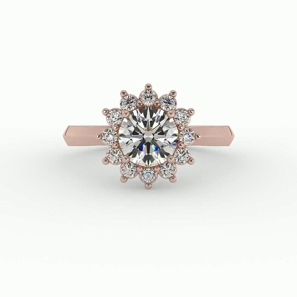 360 degree view of Lia Sunburst Halo Engagement Ring