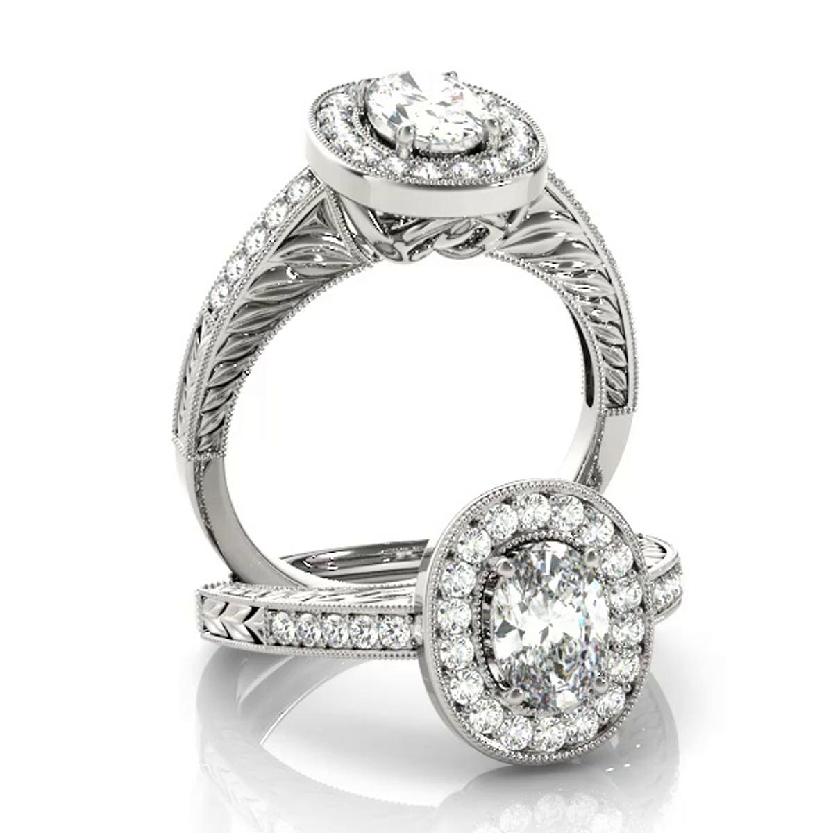 360 degree view of Azalea Halo Engagement Ring
