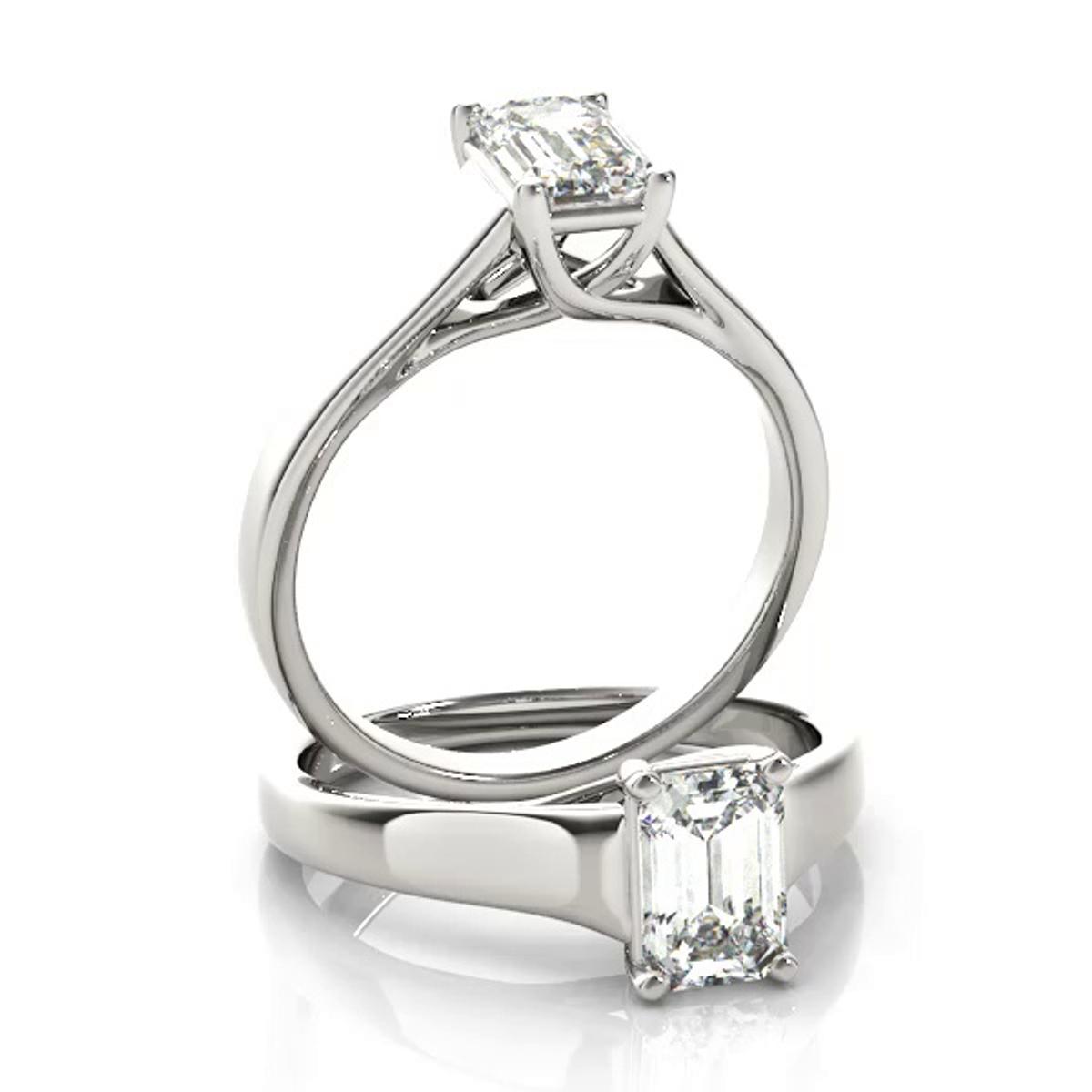 360 degree view of Nevada Emerald Cut Solitaire Engagement Ring