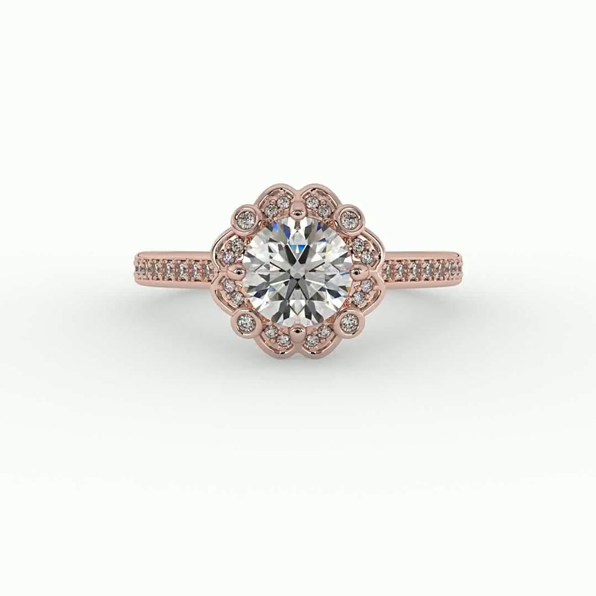 360 degree view of Octavia Halo Engagement Ring