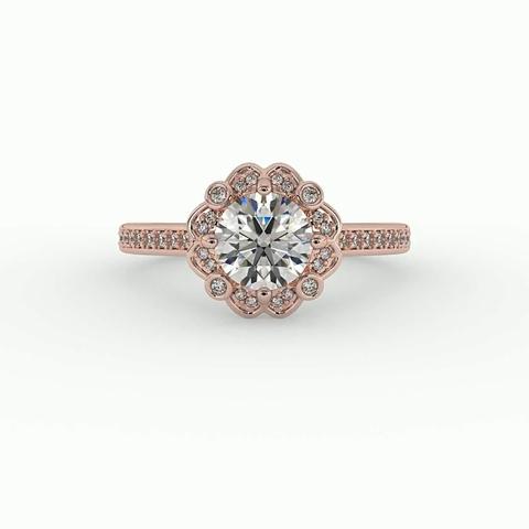 360 degree view of Octavia Halo Engagement Ring