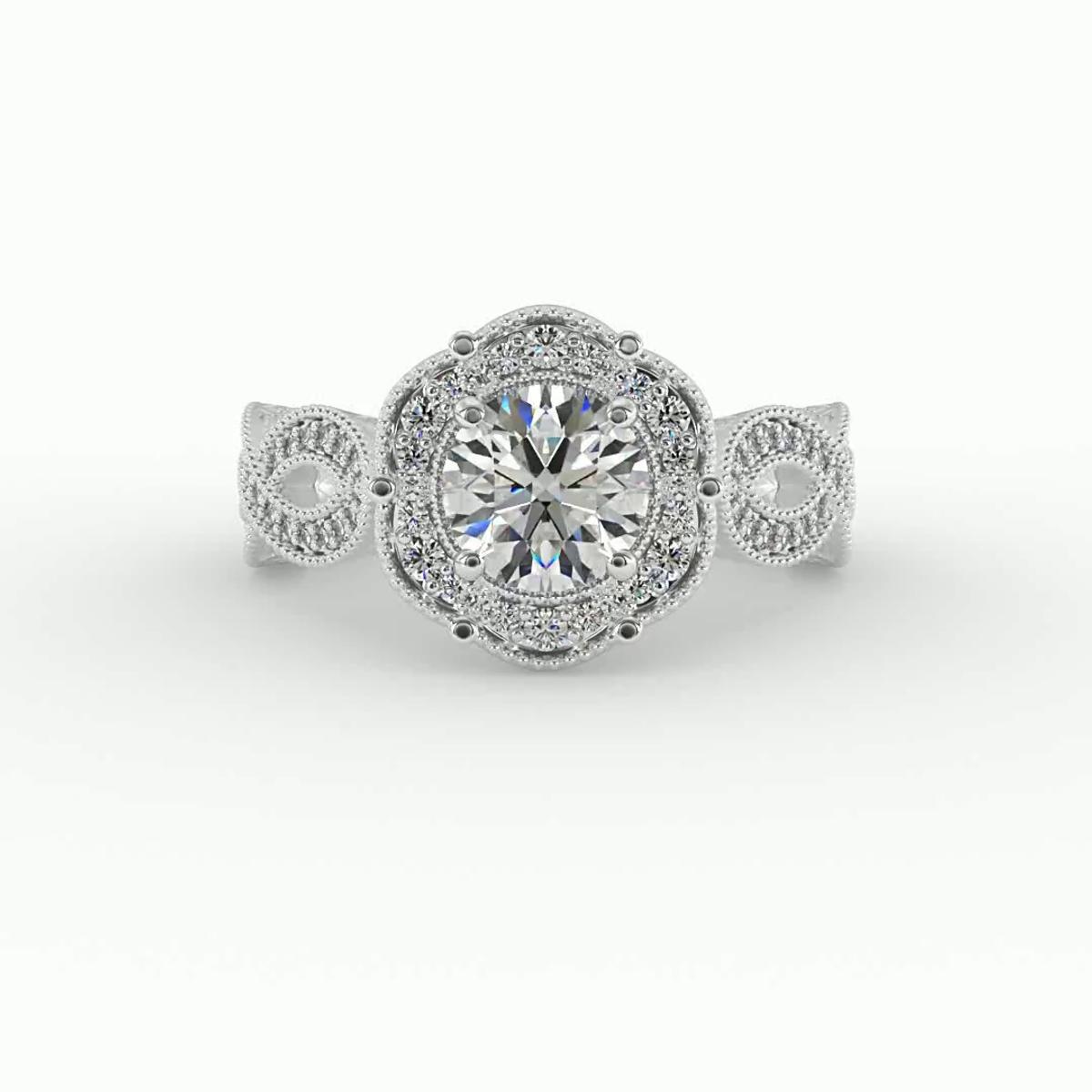 360 degree view of Amiyah Halo Engagement Ring
