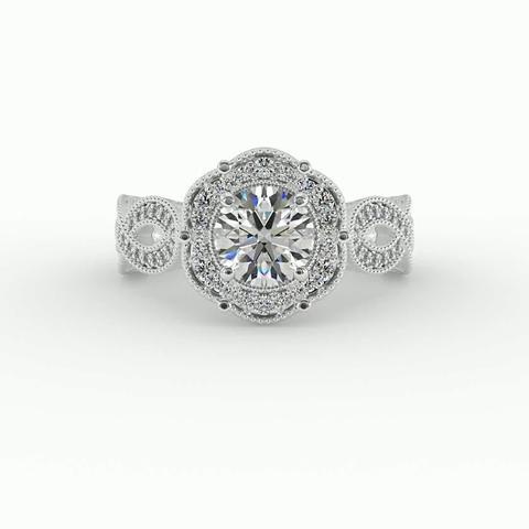 360 degree view of Amiyah Halo Engagement Ring