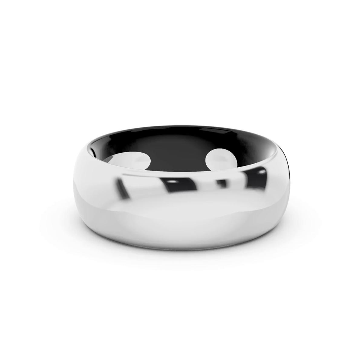 360 degree view of Black Ceramic Interior Comfort-Fit Gold Band (7mm)