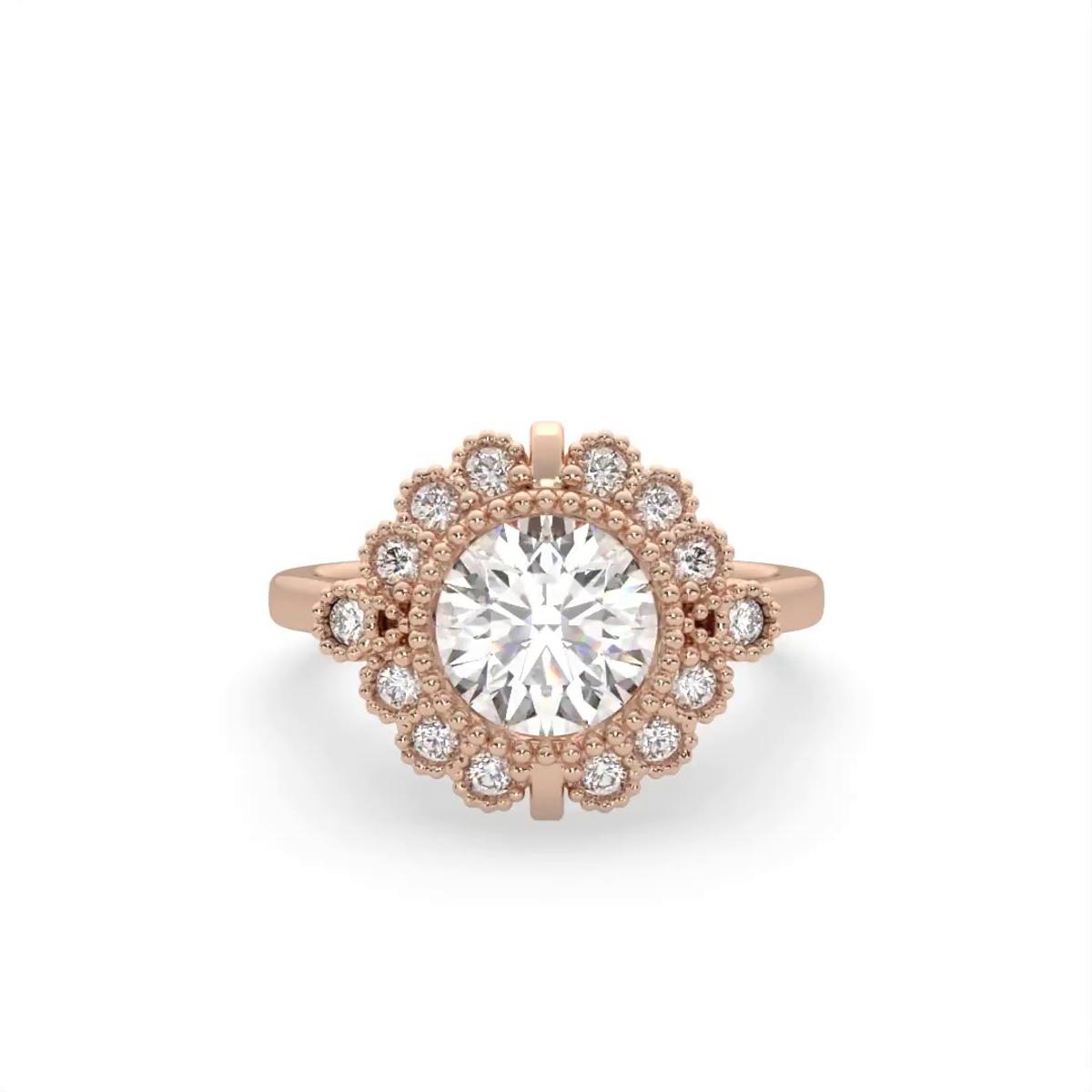 360 degree view of Briella Halo Engagement Ring