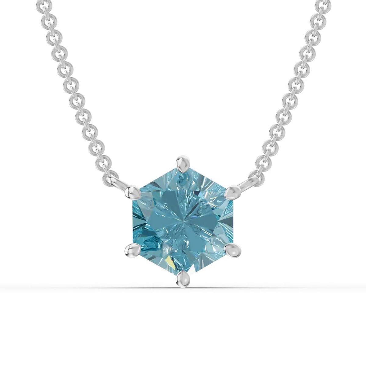360 degree view of Hexagon Sky Blue Topaz Necklace