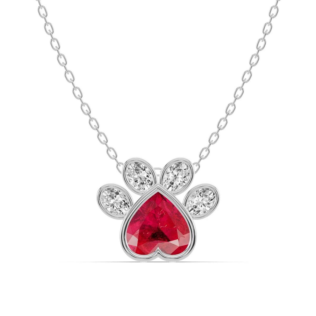 360 degree view of Bella Paw Ruby & Lab Diamond Necklace