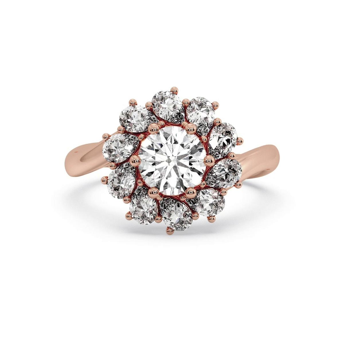 360 degree view of Hailey Floral Pear Halo Engagement Ring