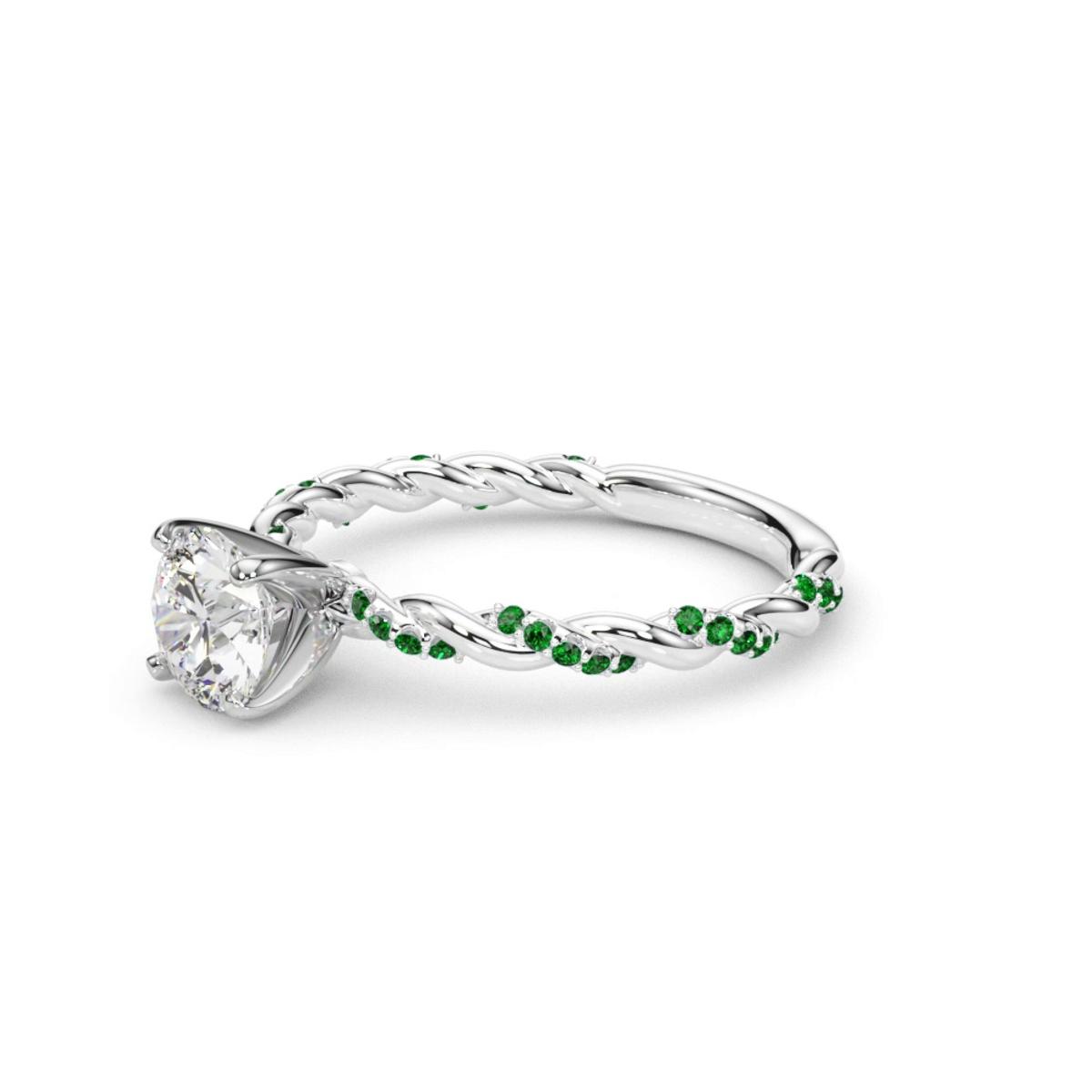 360 degree view of Freya Lab Emerald Twist Engagement Ring