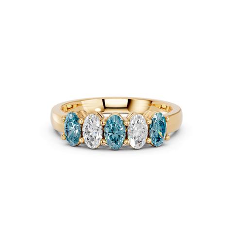 360 degree view of Blue & White Lab Diamond Five-Stone Oval Band (1 ct. tw.)