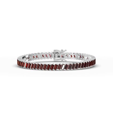 360 degree view of Garnet Baguette Tennis Bracelet