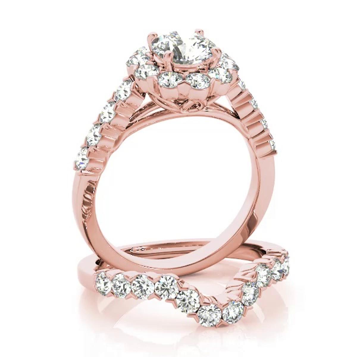 360 degree view of Fleur Halo Engagement Ring