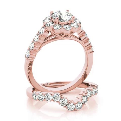 360 degree view of Fleur Halo Engagement Ring