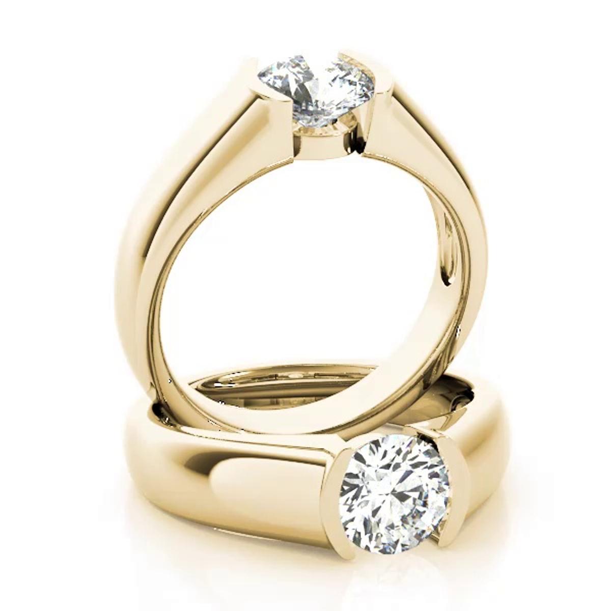 360 degree view of Geneva Half Bezel Solitaire Engagement Ring