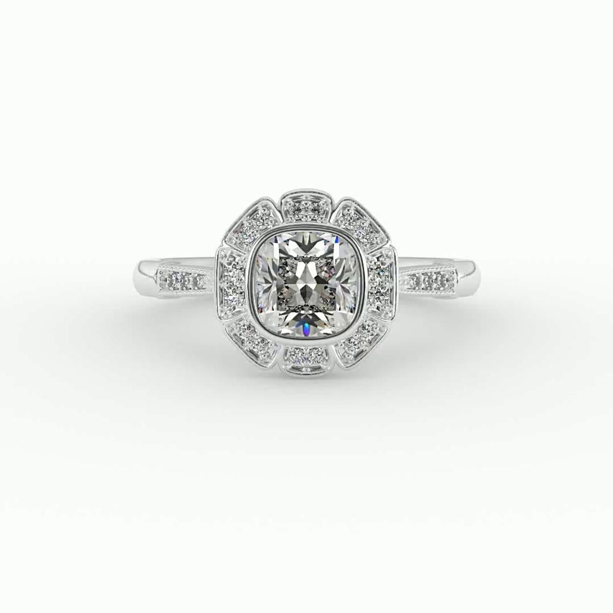 360 degree view of Kaylani Floral Halo Engagement Ring