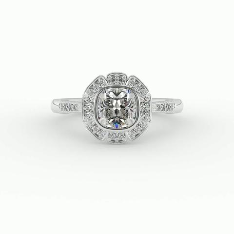 360 degree view of Kaylani Floral Halo Engagement Ring