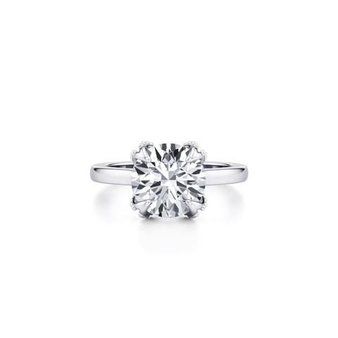 360 degree view of Perla Beaded Tulip Solitaire Engagement Ring