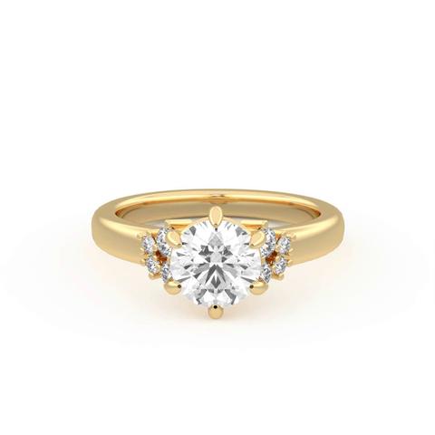 360 degree view of Kume Six-Prong Diamond Cluster Engagement Ring
