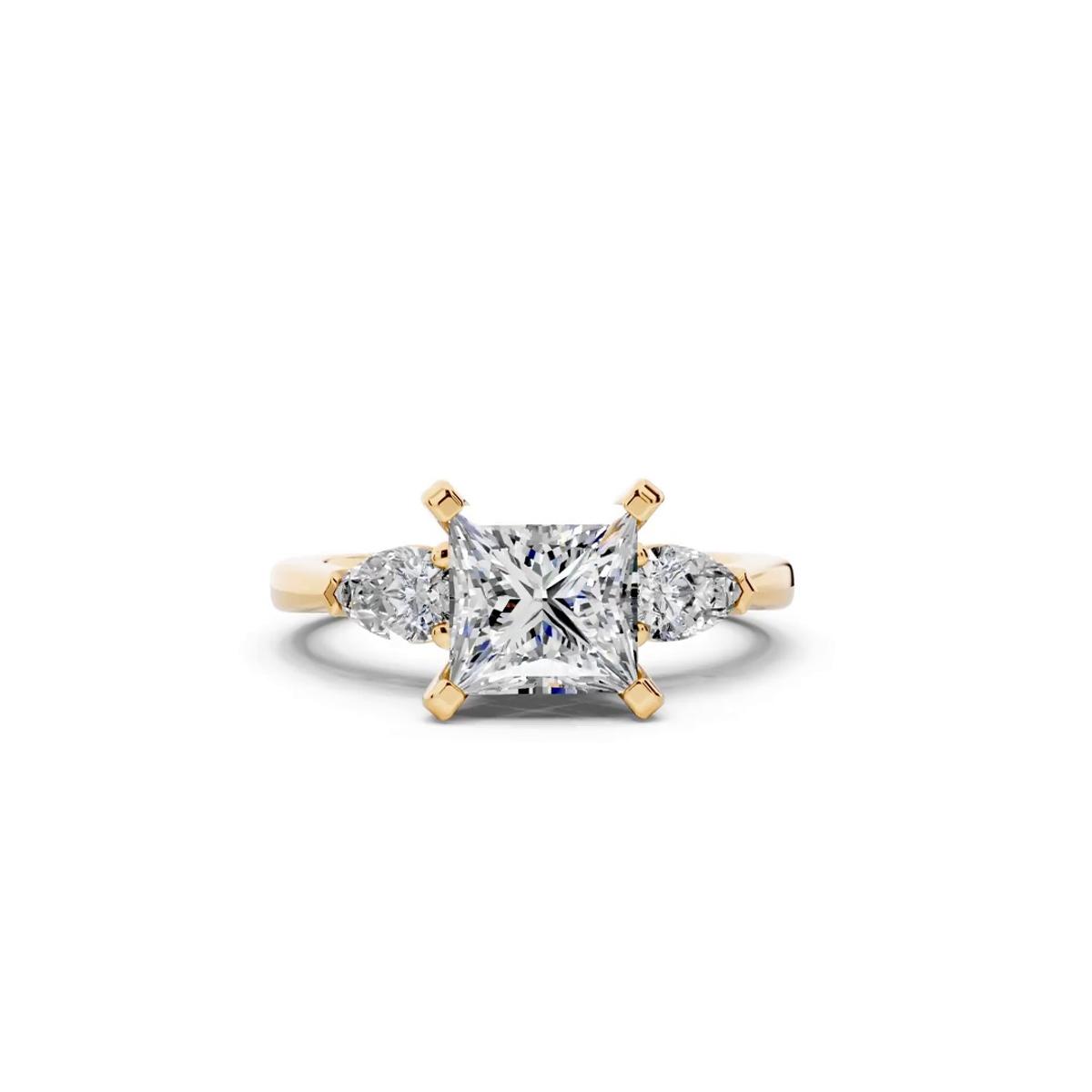 360 degree view of Madison Three-Stone Lab Pear Engagement Ring