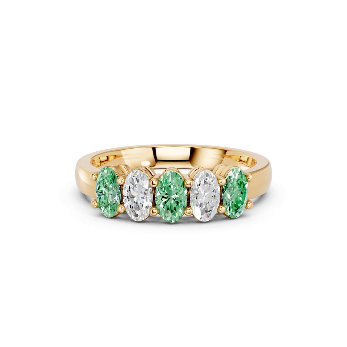 360 degree view of Green & White Lab Diamond Five-Stone Oval Band (1 ct. tw.)