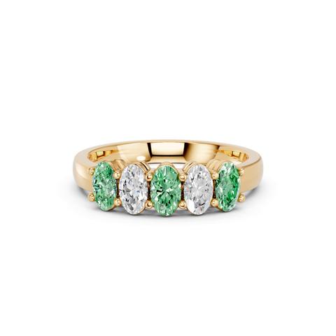360 degree view of Green & White Lab Diamond Five-Stone Oval Band (1 ct. tw.)