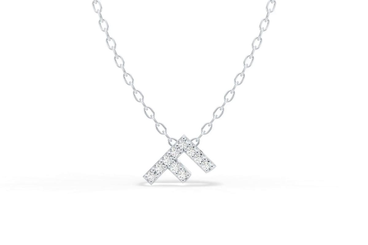 360 degree view of Petite Diamond Initial Necklace – F