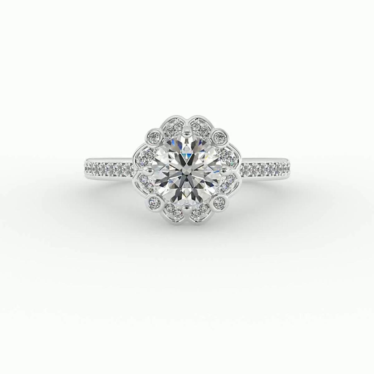 360 degree view of Octavia Halo Engagement Ring