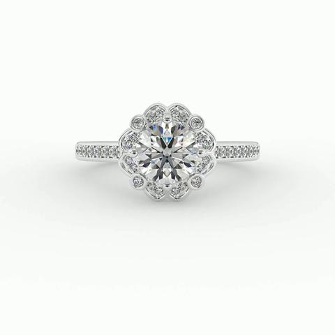 360 degree view of Octavia Halo Engagement Ring