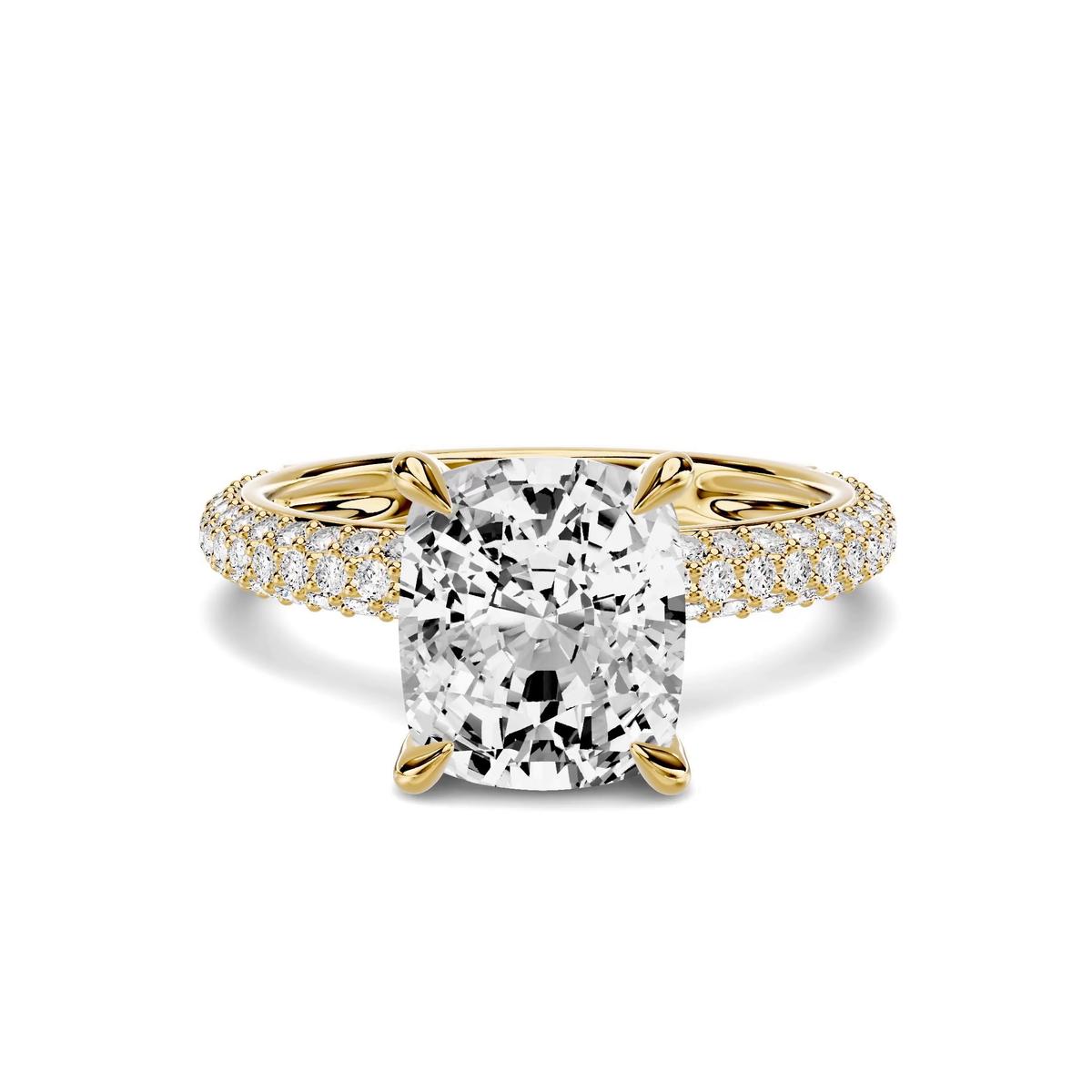 Selora Rolled Pavé 3.00 ct. Elongated Cushion Lab Engagement Ring 