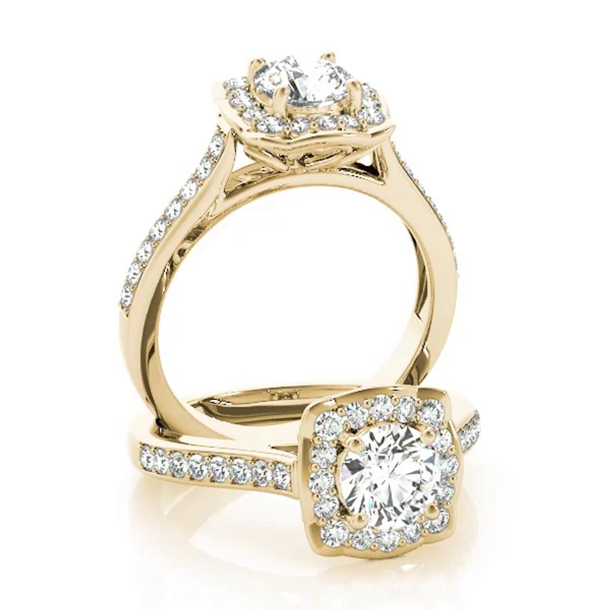 360 degree view of Lessie Halo Engagement Ring