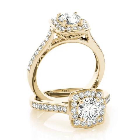 360 degree view of Lessie Halo Engagement Ring