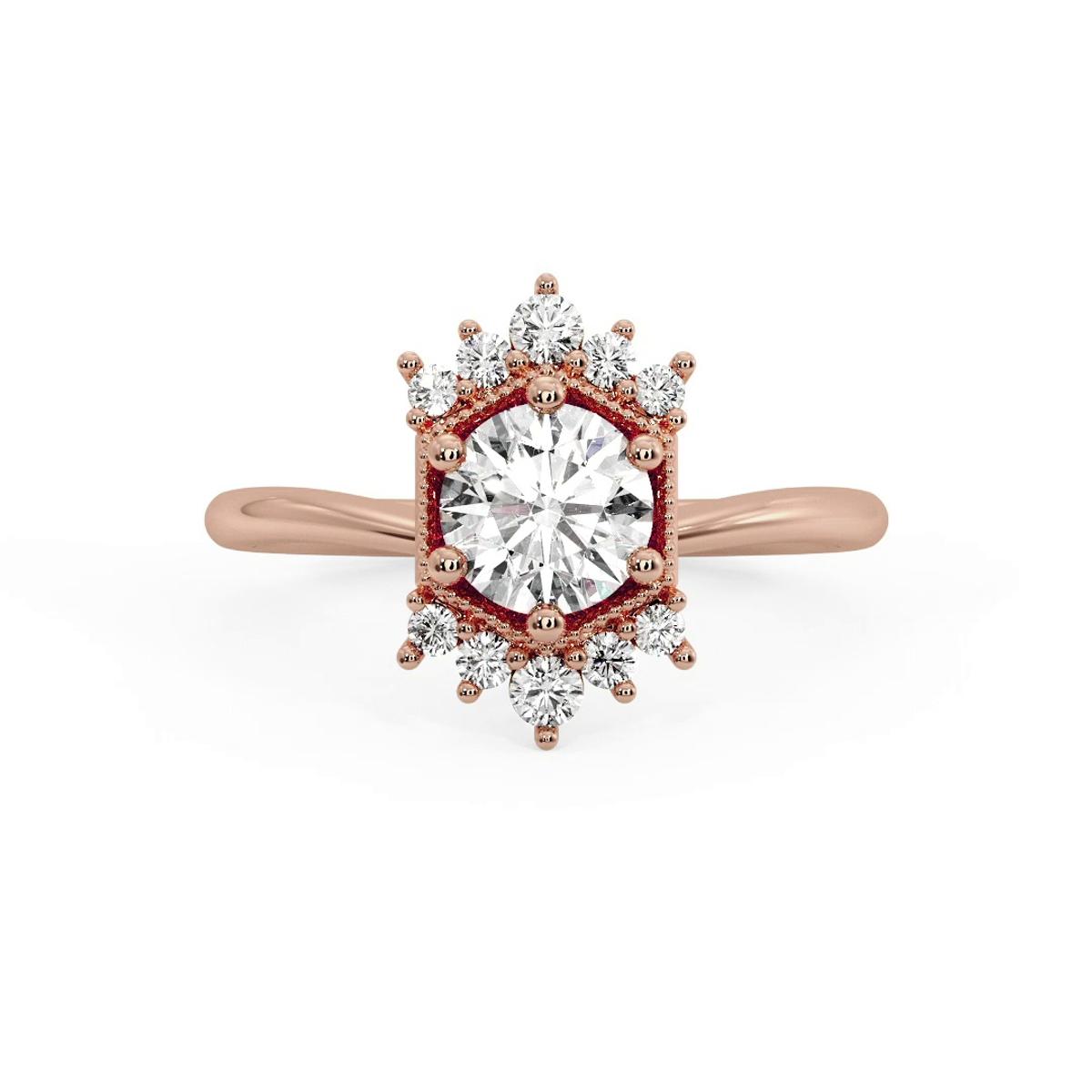 360 degree view of Mackenzie Half Halo Beaded Engagement Ring