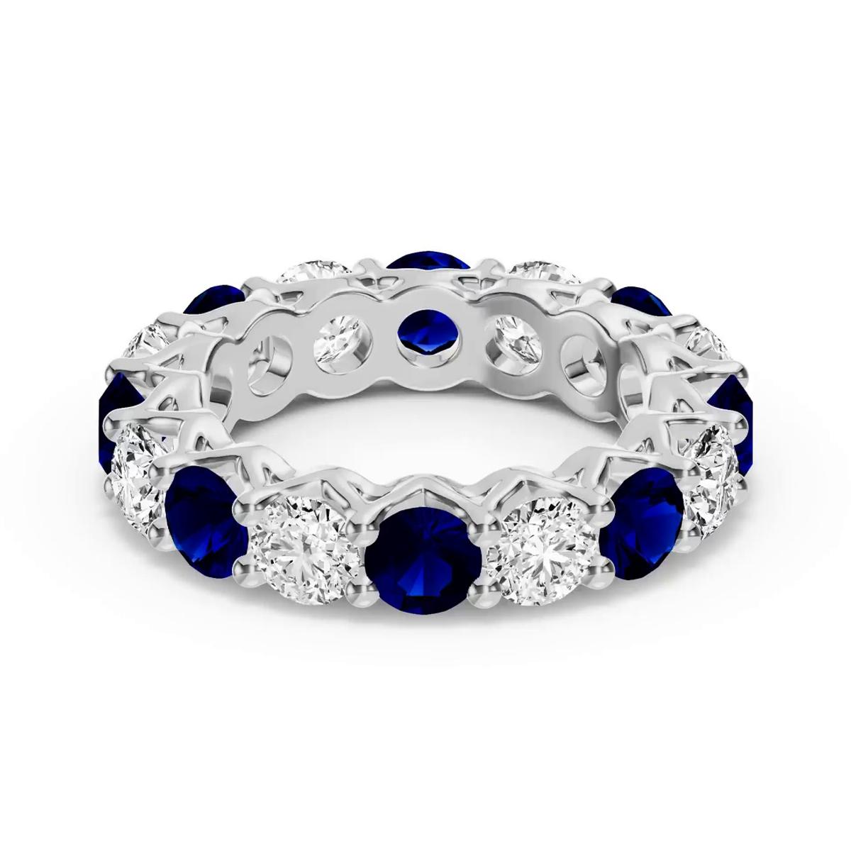 Unity Prong Sapphire & Lab Diamond Eternity Band (4.80 ct. tw.) - Platinum