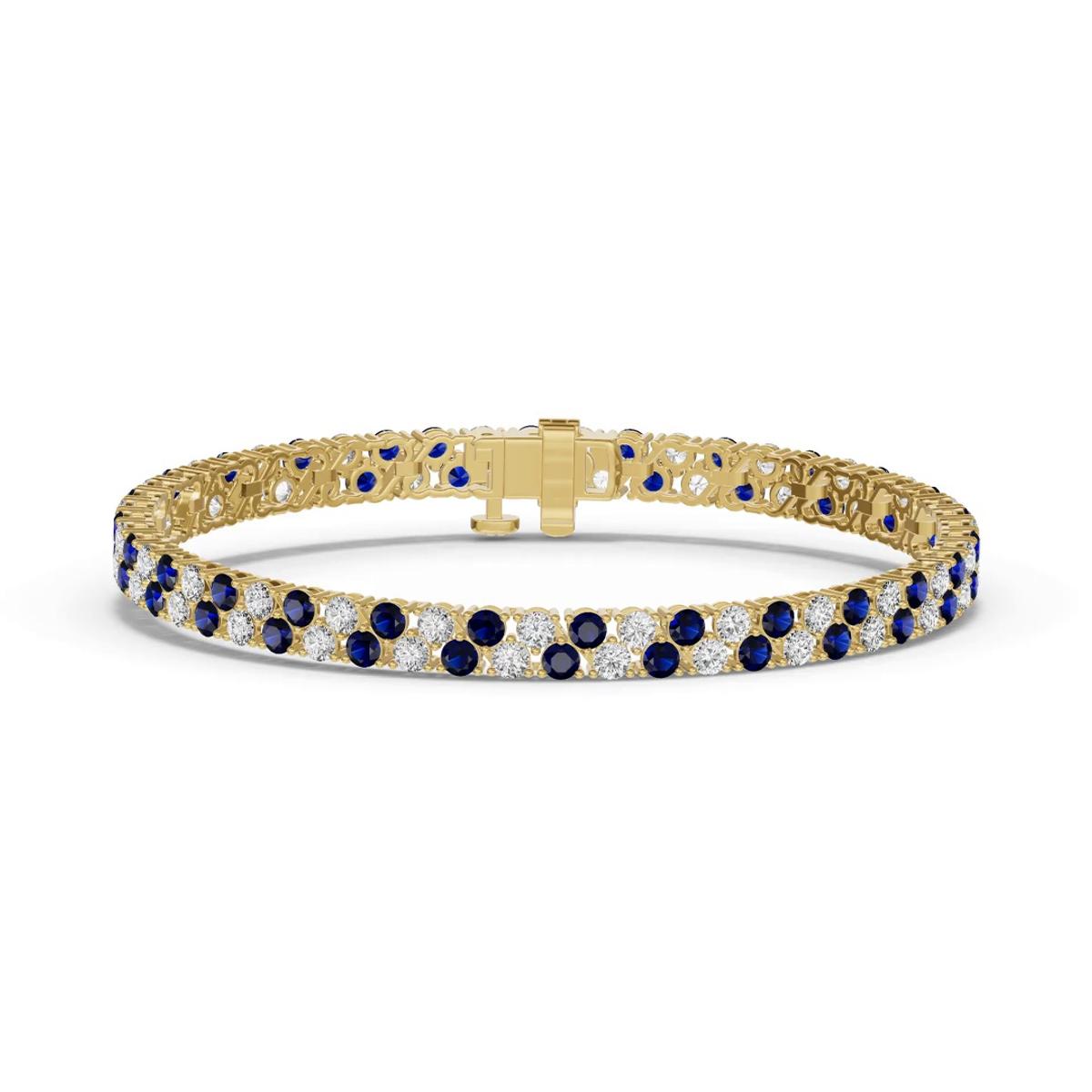 360 degree view of Duovella Lab Diamond & Sapphire Bracelet