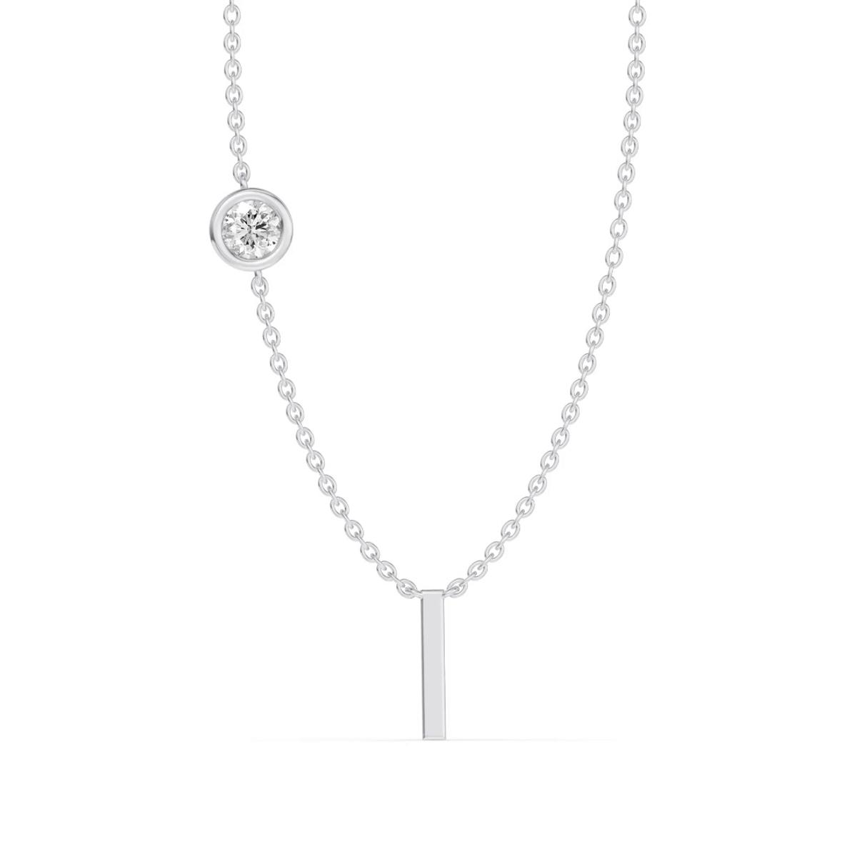 360 degree view of Bezel Diamond Gold Initial Necklace - I