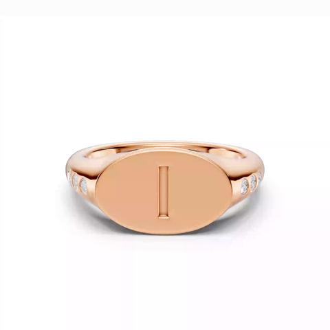 360 degree view of Initial Signet Diamond Accent Ring - I